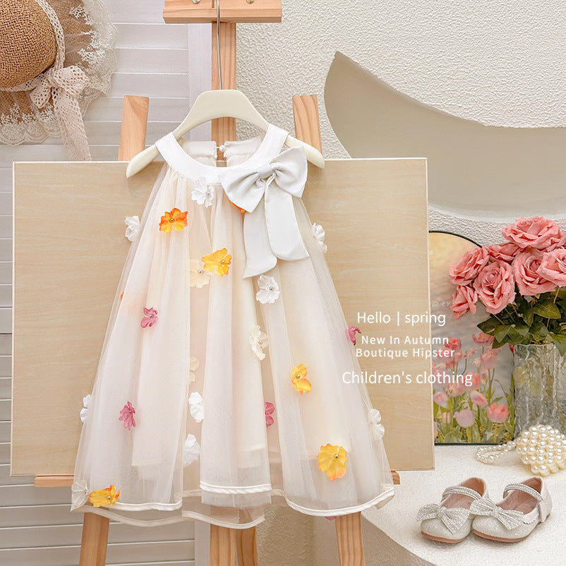 【custom wholesale】girls' dresses  summer new arrival: super fairy, stylish princess dress with 3d floral appliqués