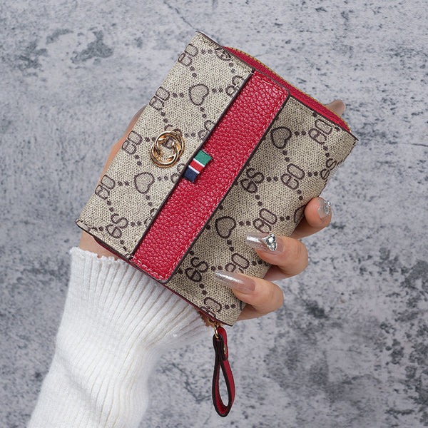 2024 new short printed multi-card student female wallet women's large-capacity organ card bag wallet integrated bag