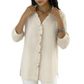 european and american export women's clothing: autumn casual fashion v-neck ruffle blouse top, new women's apparel