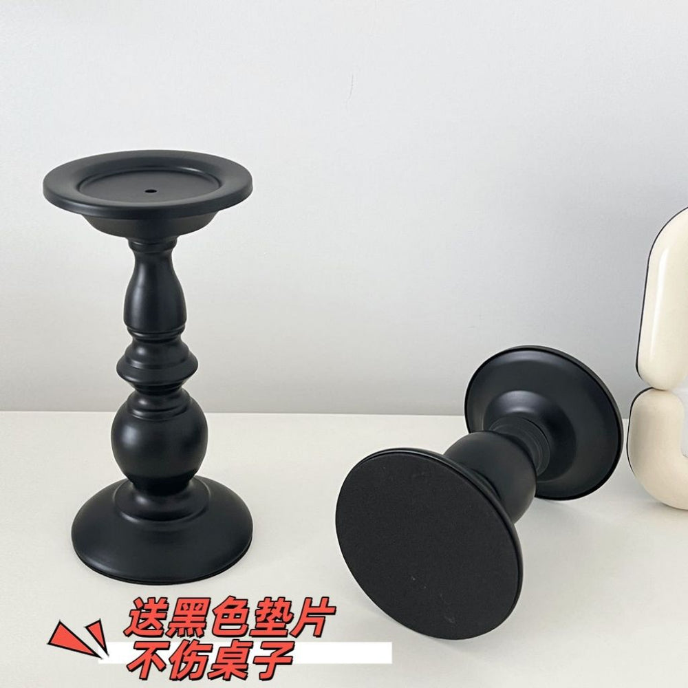 Quirky & creative retro black roman column candle holder - iron art decorative tabletop accent for aromatherapy candles