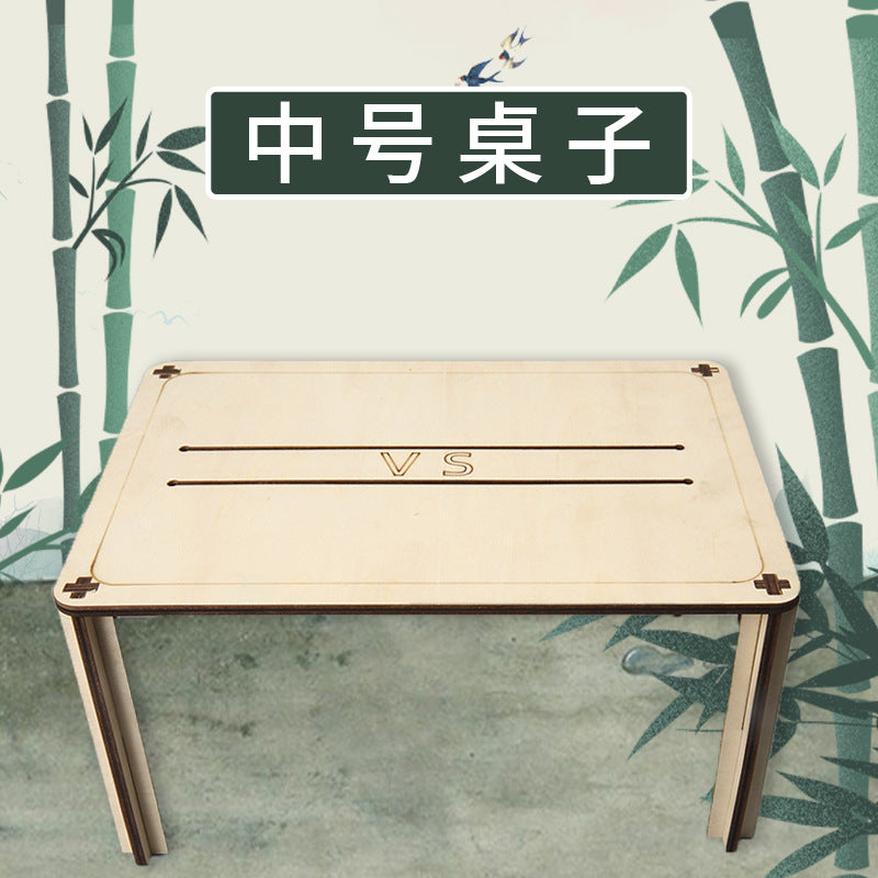 Primary school students handmade bamboo double interactive wooden desktop battle toys sixth grade teaching materials wholesale