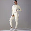 New arrival: solid color antibacterial seamless underwear zip-up yoga set - two-piece activewear for running and fitness