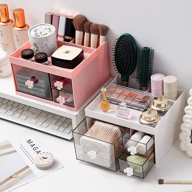 Desktop cosmetic multifunctional storage office pen holder makeup brush lipstick eyebrow pencil drawer compartment dressing box