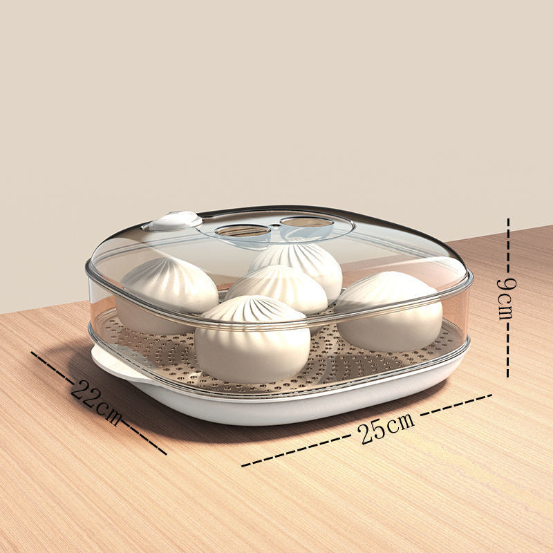 Microwave-safe steaming container - food-grade transparent steamer for hot steamed buns, multi-purpose hot dish keeper with lid for home use
