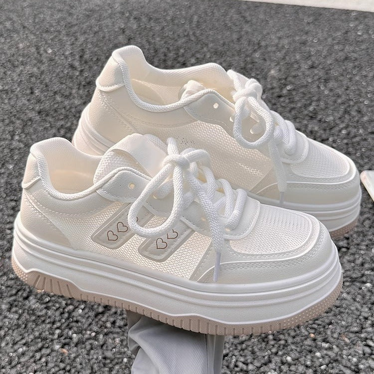 Summer women's chunky platform loafers, breathable mesh sneakers, perfect with skirts, unique white sneakers, athletic skate shoes