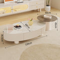 Italian oval coffee table - minimalist luxury living room set with rock slab top, perfect for small spaces