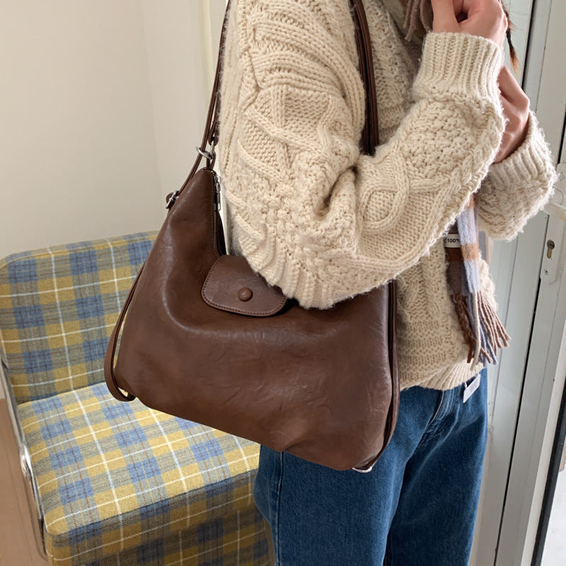 High-end retro large-capacity backpack for women, new 2025 autumn/winter versatile multi-functional crossbody tote bag
