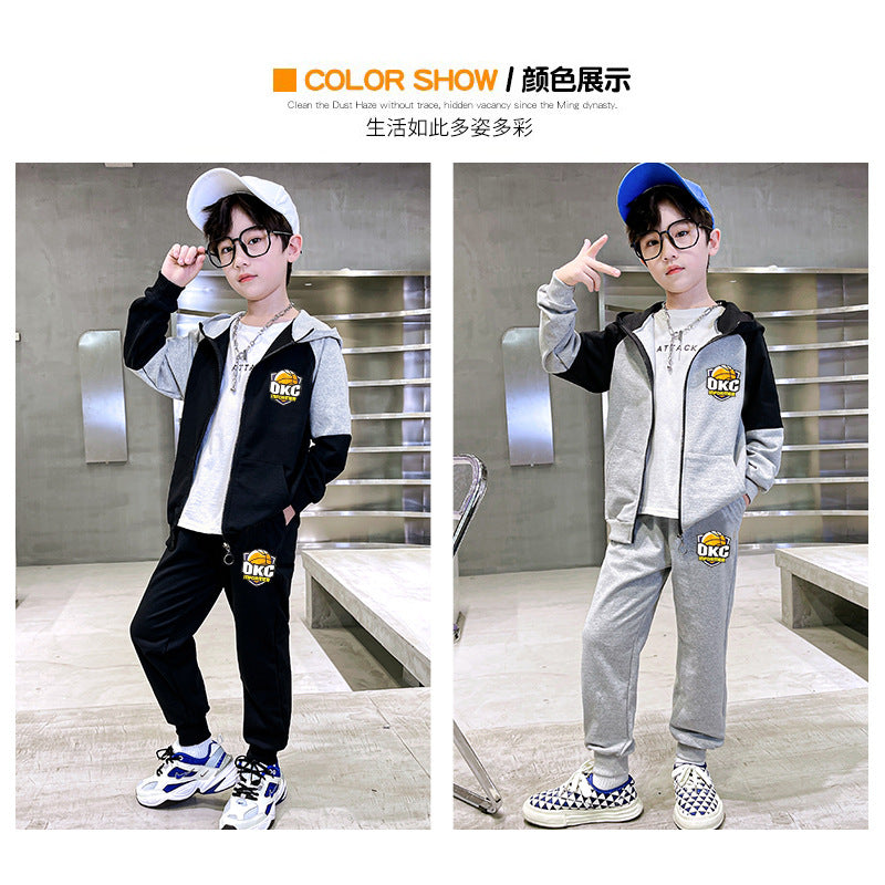 Boys' spring outfit set:  new collection for mid-to-large children - spring/autumn activewear, trendy kids' spring sweatshirt