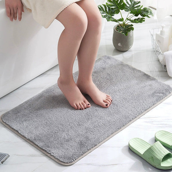 Imitation cashmere short hair floor mat cake fleece bathroom absorbent foot mat carpet solid color simple plush square mat spot
