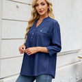 European and american cross-border e-commerce  women's spring/summer new arrivals:  &  casual loose-fit denim-look long shirt
