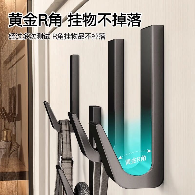 Black coat hook, entryway shoe cabinet hook, coat and hat hook, towel hook, bathroom clothes hook, wardrobe wall-mounted, no-drill installation
