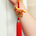 A bucket of gold car pendant retro brass car hanging lion painted car rearview mirror high-end car interior decoration pendant