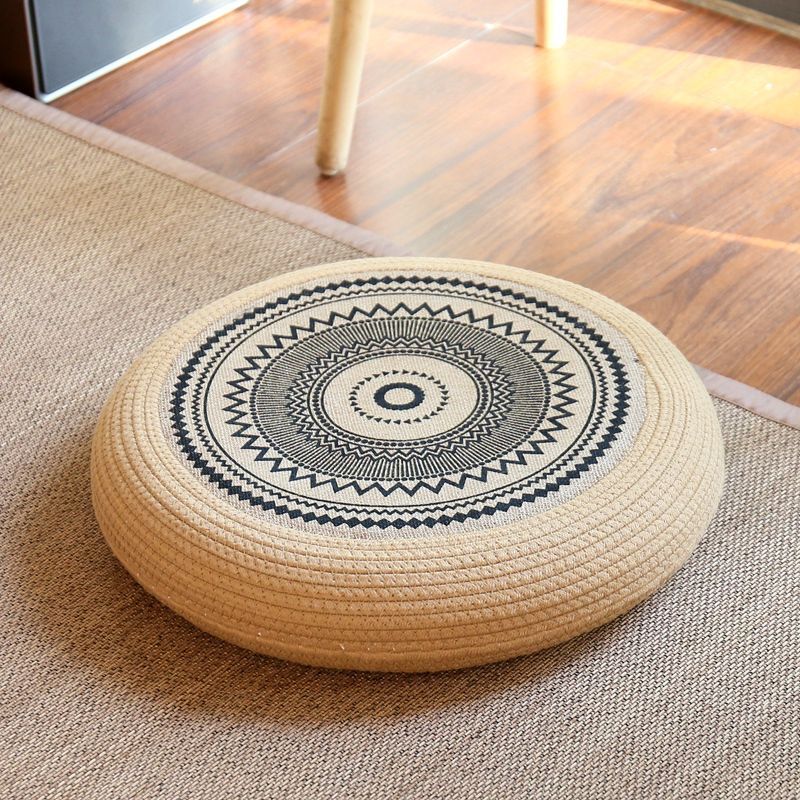 Futon pouf, tatami floor, bay window, retro coffee table, pouf, living room floor cushion, hemp rope meditation stool