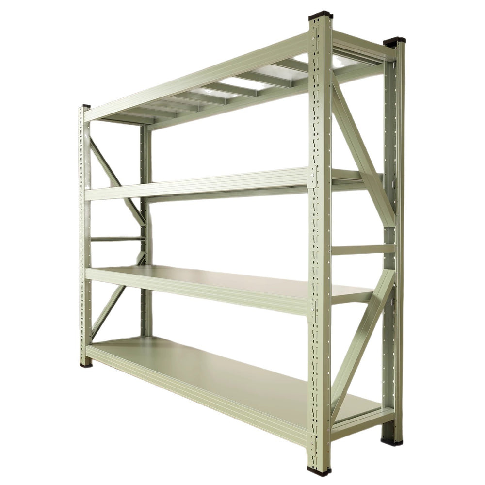Multi-tier storage shelving unit - heavy duty warehouse shelving for goods, express delivery storage, and home use - gray-green shelving