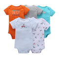 Dropshipping summer infant & toddler short-sleeve mixed color romper, triangle short-sleeve bodysuit, 5-piece set