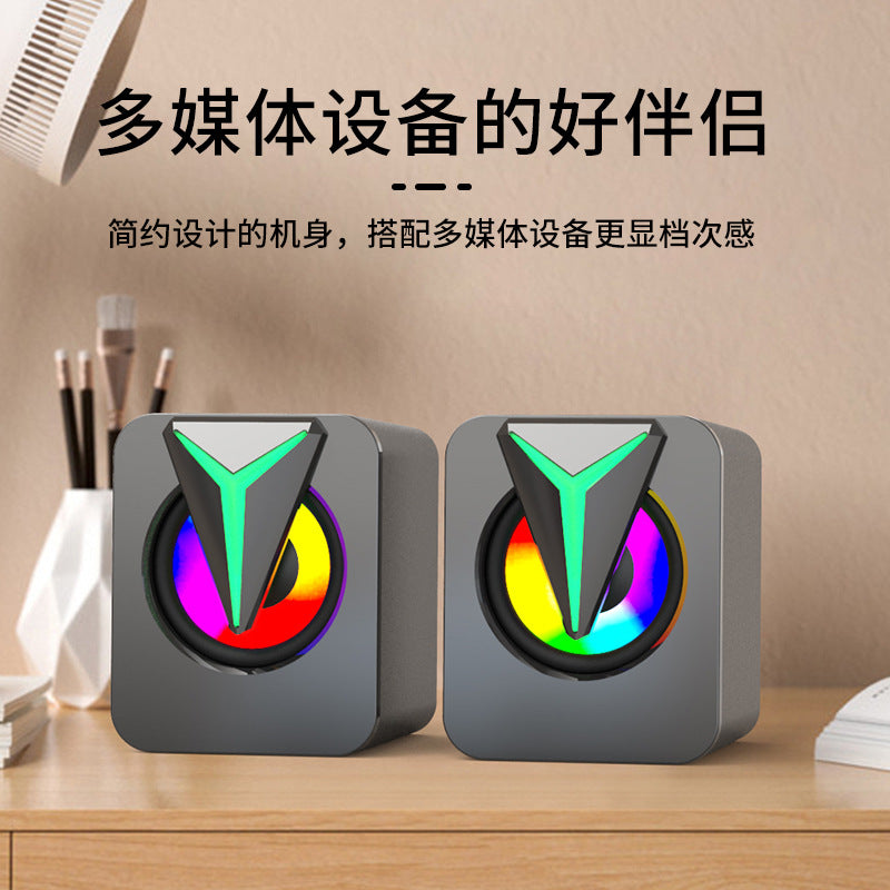 Computer usb wired illuminated speaker rgb colorful active mini desktop small speaker universal for desktop and laptop