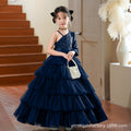 Custom european and american children's formal dress tulle cake princess dress off-the-shoulder girl's dress for piano performance