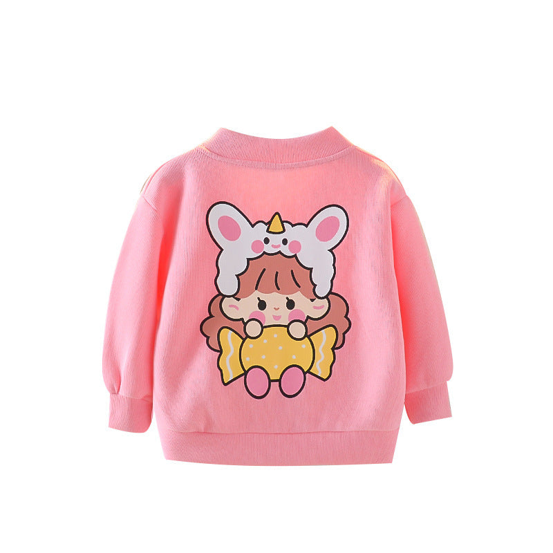 One-and-a-half-year-old baby girl's autumn coat, toddler's autumn baby cardigan, girl's lightweight spring and autumn  new top