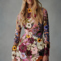direct sales cross-border fashion three-dimensional floral mesh lace embroidered bodycon slimming sexy dress