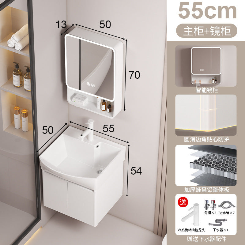 Small apartment circular arc bathroom cabinet deepened wash basin space honeycomb aluminum washbasin cabinet combined toilet washbasin