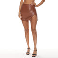 European and american ins style pu skirt   new zipper hip skirt asymmetrical slit leather skirt