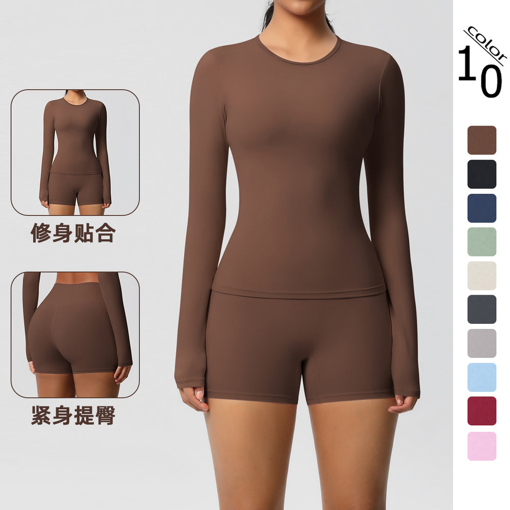 New arrival: european and american style solid color double-sided brushed breathable compression yoga set - 8 piece activewear set for running and fitness