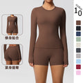 New arrival: european and american style solid color double-sided brushed breathable compression yoga set - 8 piece activewear set for running and fitness