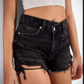 Distressed denim shorts for women -  &  hot seller - solid color denim shorts - trendy & stylish jeans