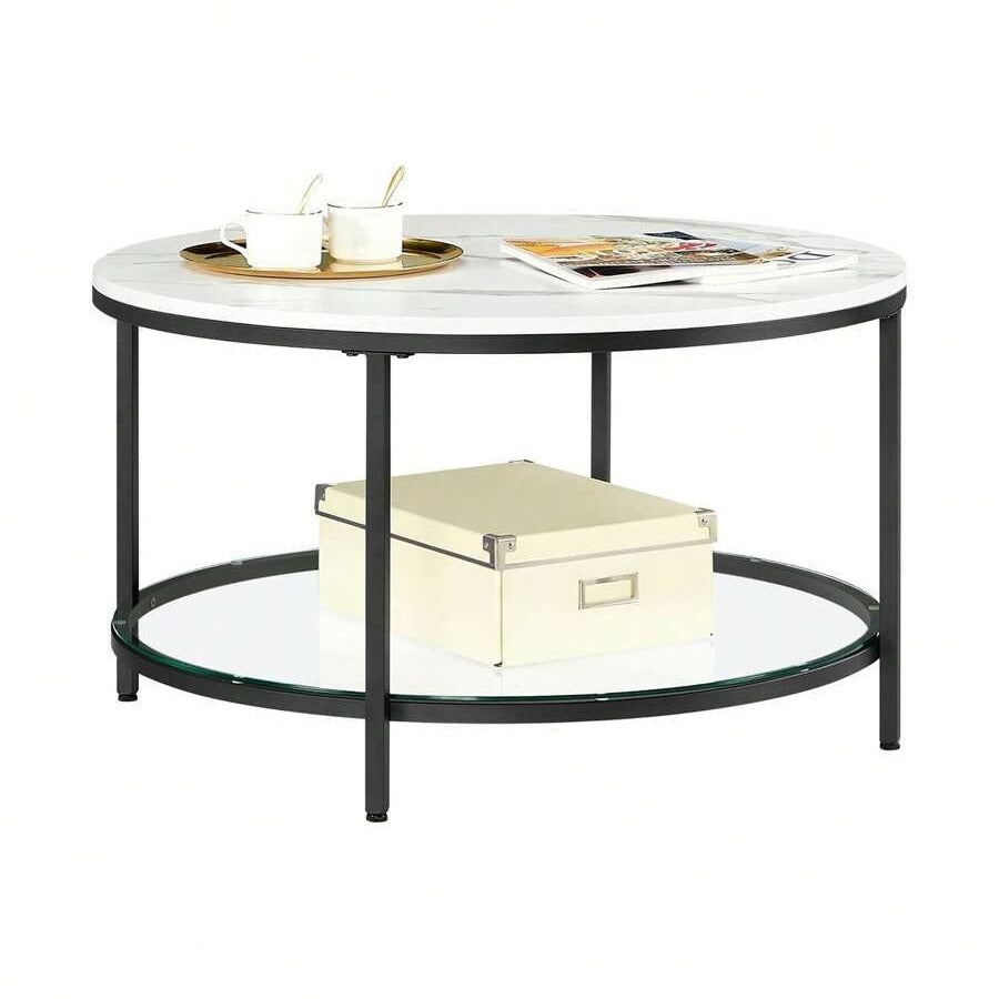 Tempered glass coffee table - modern minimalist design with mdf and abs construction - luxury accent table