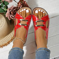 Amazon cross-border 43 large size women's shoes cork thick sole cut out metal buckle stitching sole fish mouth slippers wholesale