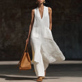 cross-border fashion: new european and american summer women's cotton linen pocket beach shorts and shirt set