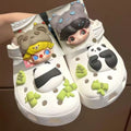 Girl pair with panda bamboo