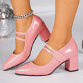 2026 summer new chunky heel slip-on buckle fashion flats - plus size retro pointed toe women's single shoes for export