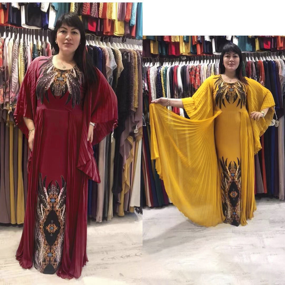 European and american cross-border e-commerce: , ,  - faux two-piece maxi dress, african plus size printed dress
