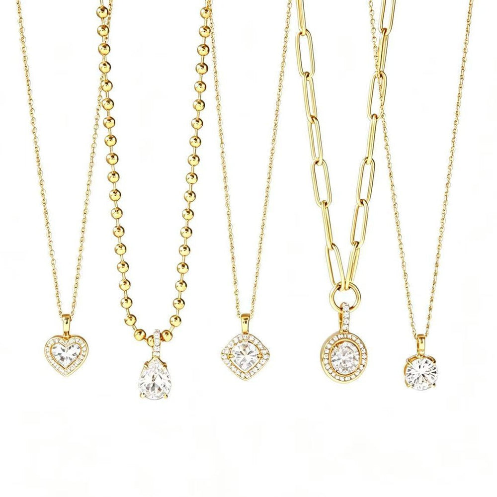 new style accessible luxury inlaid six-claw zircon copper zircon 14k gold necklace female golden elegant clavicle chain heart
