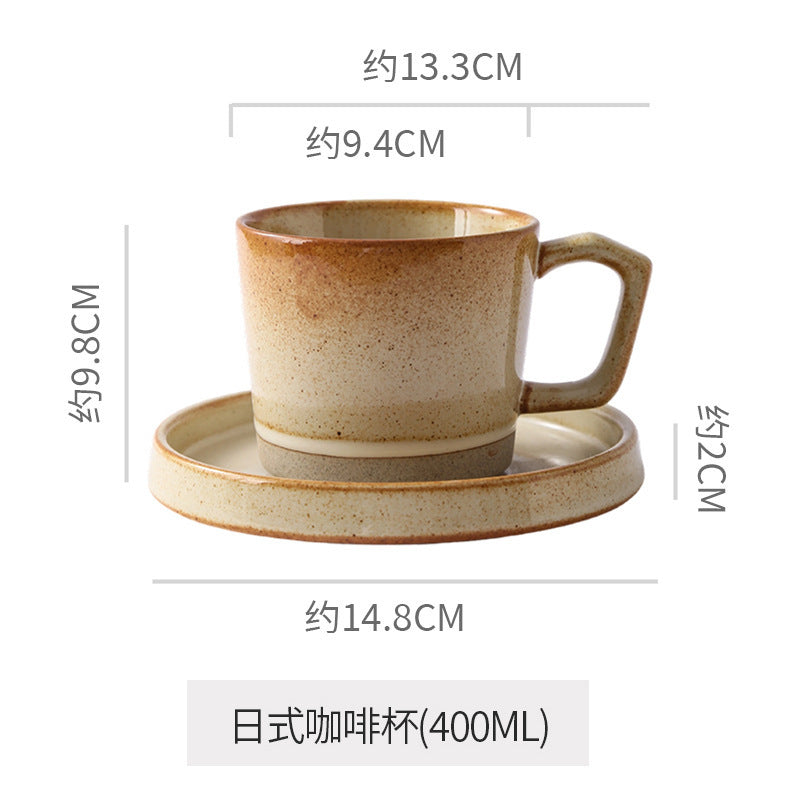 Retro japanese style mug kiln clay cup afternoon tea latte latte cup cake dessert plate for home mug