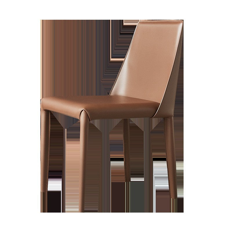 Italian minimalist saddle leather chair - modern luxury dining chair for home, designer backrest chair, wholesale stool