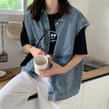 Denim vest for women springk-style student outwearlooseslimming lookfashionbai casual sleeveless vest