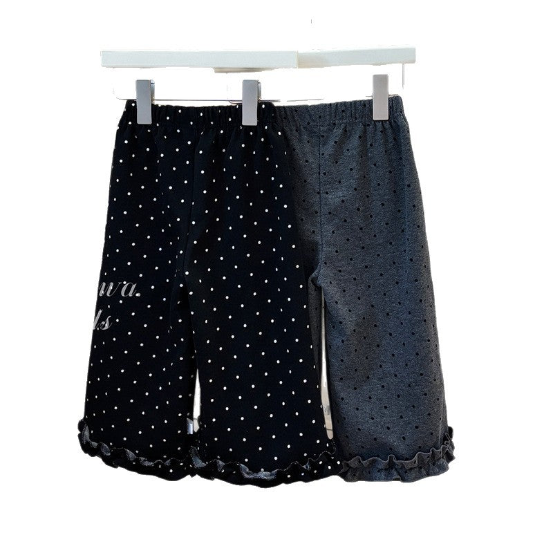 Girls' autumn new arrivals: comfortable, loose-fit casual pants - stylish polka dot straight-leg trousers for little girls, korean fashion long pants, trendy style