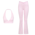 Sling backless nude back running halter sports intimates bra fitness flare pants yoga suit women
