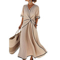european and american women's clothing: new summer collection - polished bohemian style, elegant v-neck, slimming, vacation-ready dress