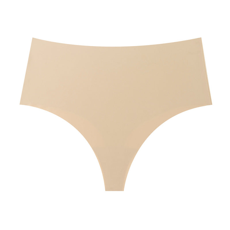 European and american seamless ice silk women's panties high waist invisible solid color briefs ladies comfortable plus size underwear wholesale