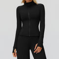 fall/winter stand collar zip-up windproof versatile warm top fitness running fleece-lined sports jacket 5502