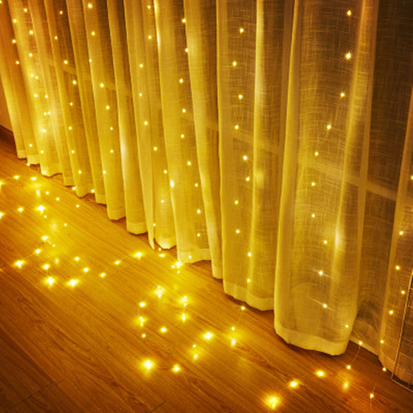 Processing custom  usb remote control copper wire curtain light led wedding festival room window decoration running water light string