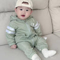 Baby boy's autumn casual sports long-sleeve romper, infant korean style hooded outfit, stylish new bodysuit