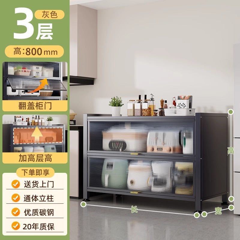 Household multi-functional cabinet with doors, bookshelf, dustproof storage cabinet, freestanding multi-layer storage unit, kitchen organizer shelf