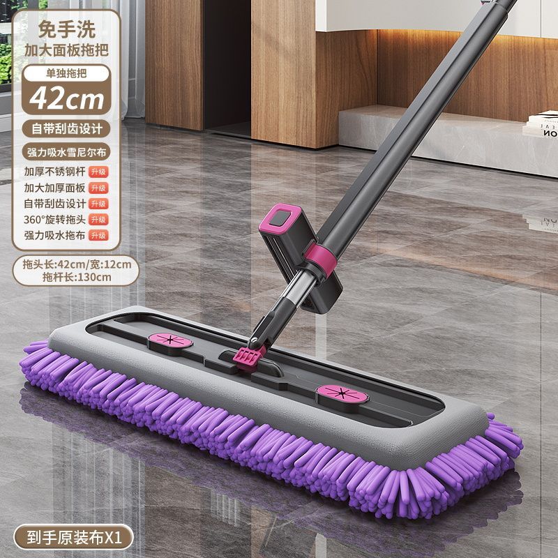 Chenille hands-free mop with bucket for home lazy one-wipe dry and wet mop handy gadgetrotate mop bucket