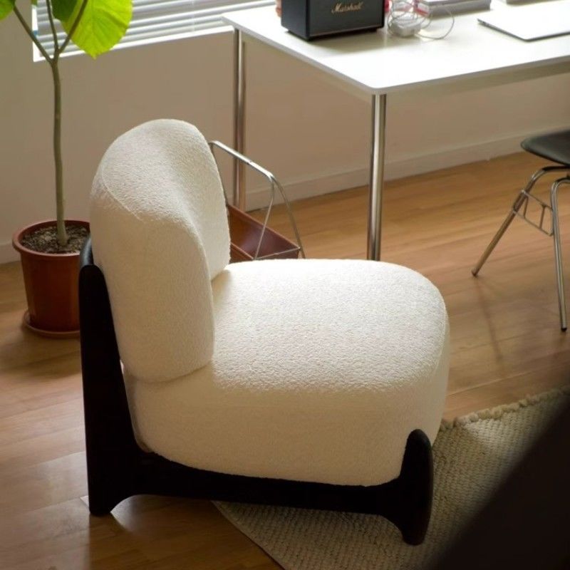 Solid wood cashmere sofa small apartment balcony wabi-sabi style leisure chair popular single lounge chair casual style electric