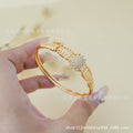 zircon geometric gold-plated bangle, women's elastic bracelet for autumn/winter, perfect for back-to-school parties