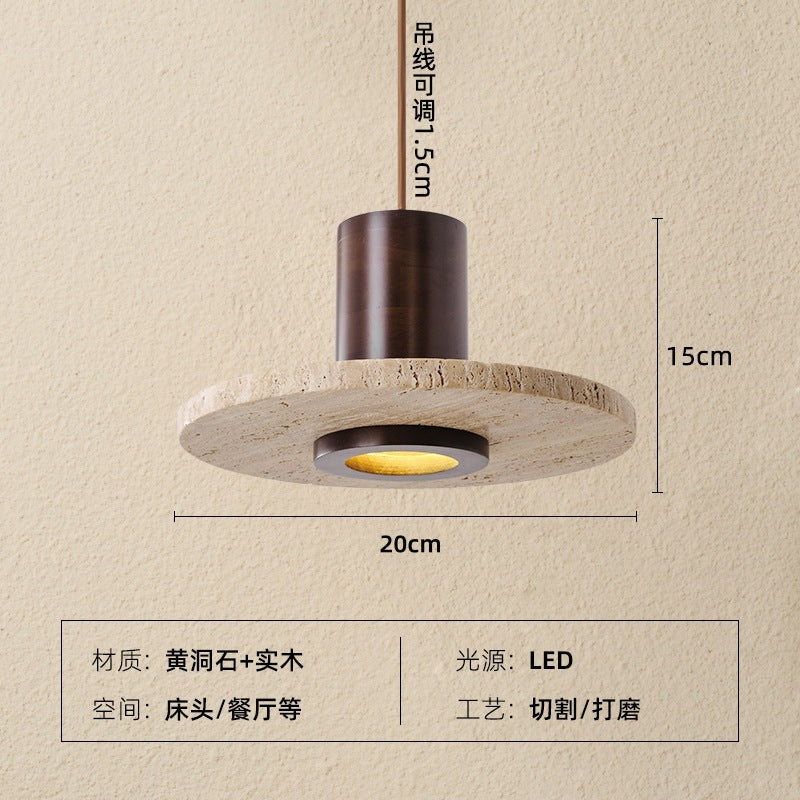 Yellow travertine medieval bedside bedroom chandelier premium sense retro wabi sandy wind American bar counter study restaurant table lamp